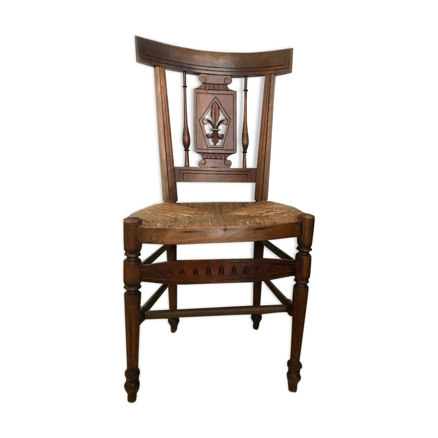 Former Directory-style chair with fleur de lily seating mulch 19th