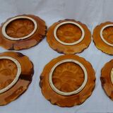 6 oyster plates ceramic slip Vallauris diam 22.5 cm