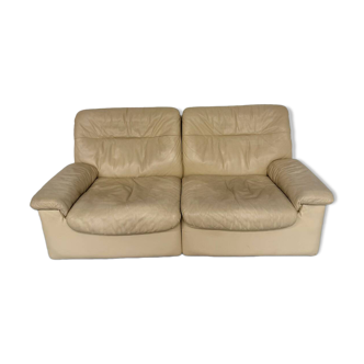 Ancien canapé 2 places cuir beige design Carl Larsson De Sede vintage 80