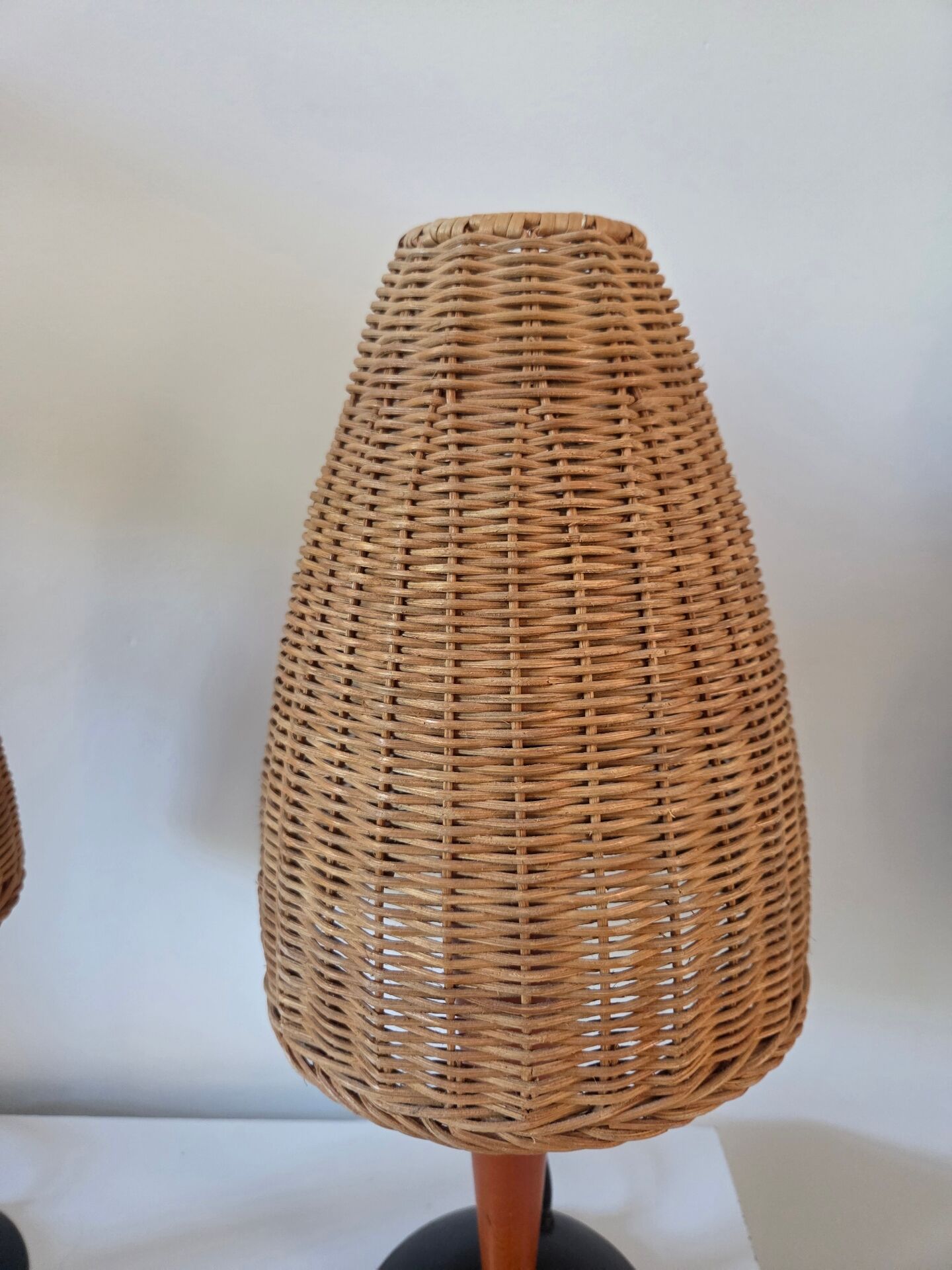 Pair of rattan lamps