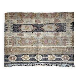 5x7 Ft - Tapis de sol Kilim tissé à la main en chanvre et coton, décoration intérieure, salon, salle à manger, tapis/tapis indien.