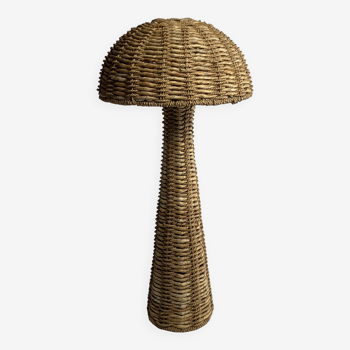 Lampadaire champignon en rotin tressé en feuille de bananier, 1960