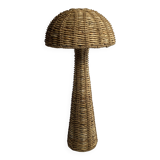 Rattan woven banana leaf mushroom floor lamp, 1960s
