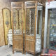 Set of 2 Vietnamese panels with geometric lattice.
