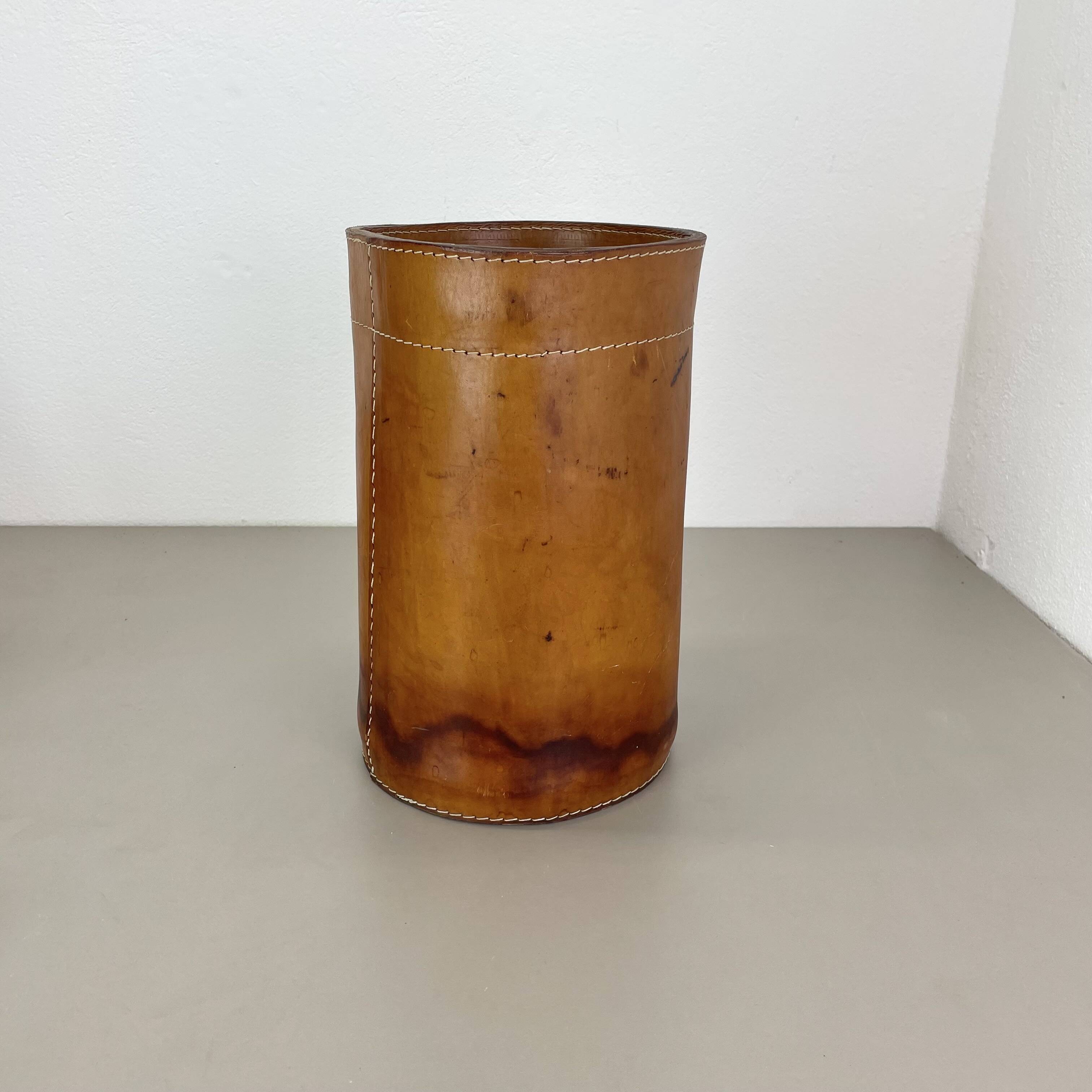 lovely real leather paper bin basket by Torben Ørskov & Co Denmark, 1960s