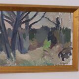 Mid Century Swedish Oil on Panel – “Abstract Woodland” by Bengt Crantz