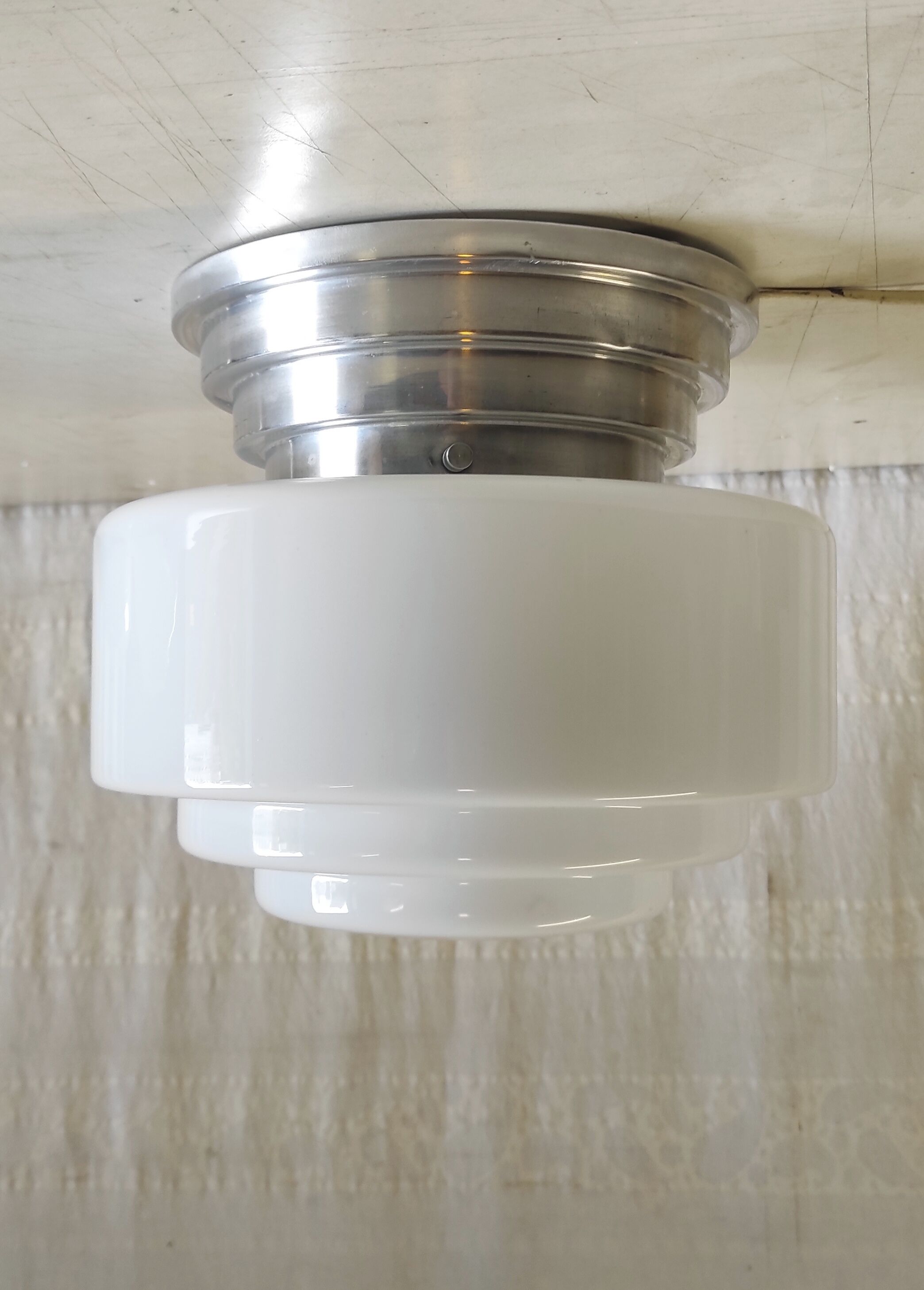 Mazda style Bauhaus opaline globe ceiling light - 1930s/40s
