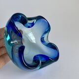 Murano Glass Bowl in Deep Blue and Mint Green
