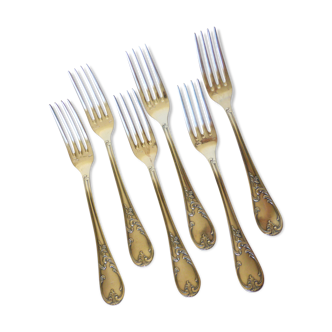 6 vintage forks in English silver metal punched 2106264