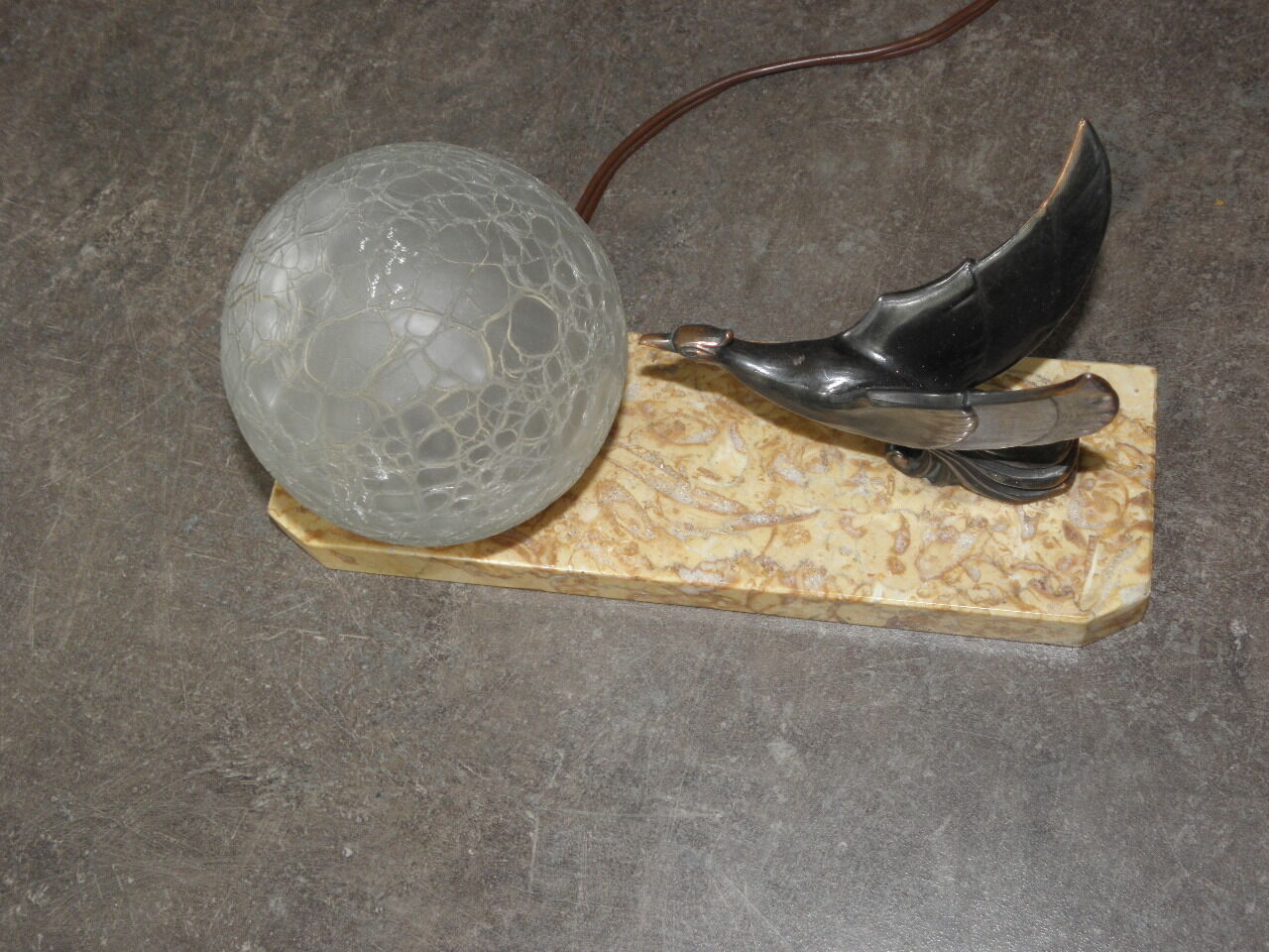 Art Deco marble figurine table lamp