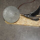 Art Deco marble figurine table lamp