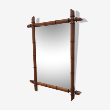 Miroir vintage bois façon bambou 52x70cm