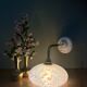 Elbow wall light, vintage glass lampshade from Clichy in pink.
