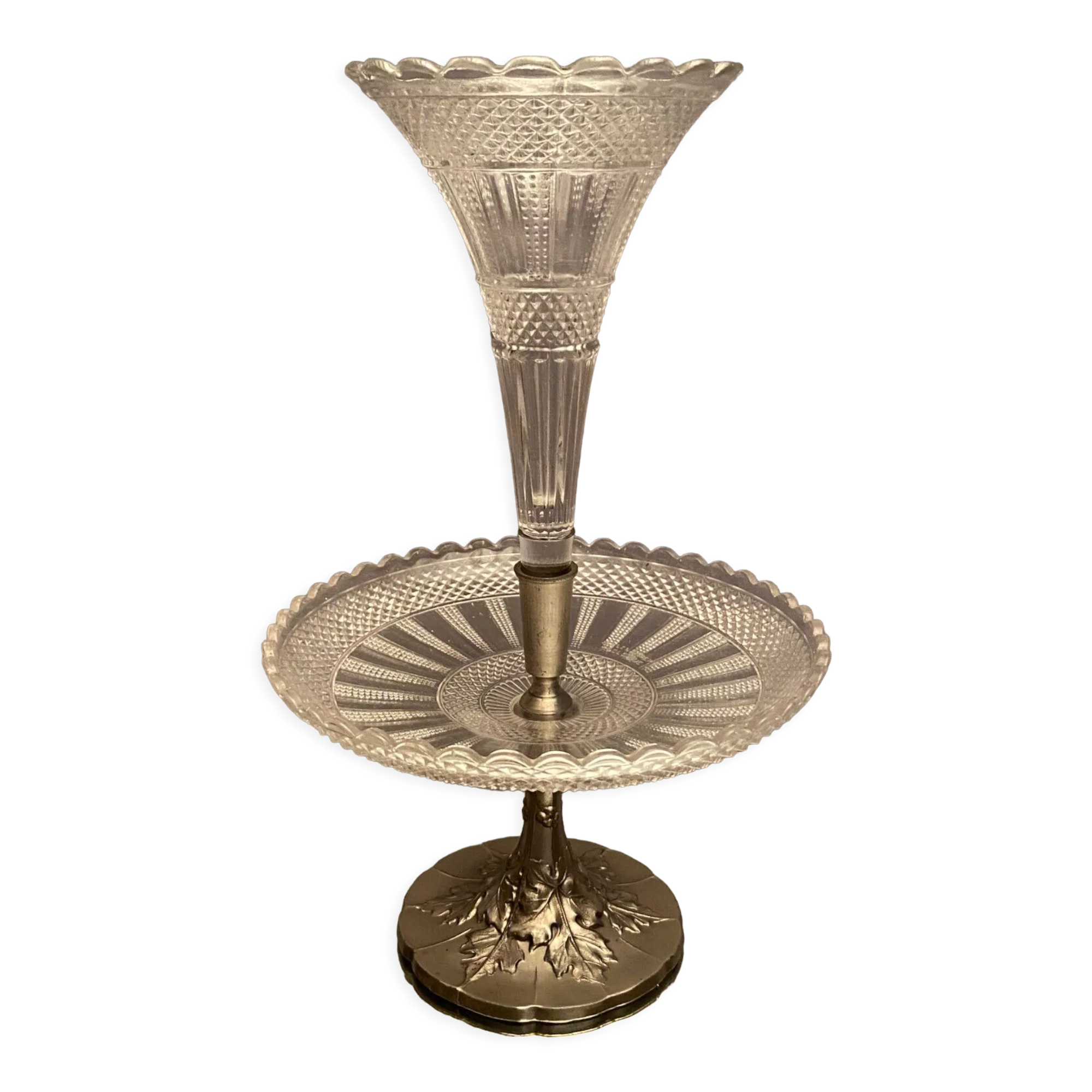 Centerpiece cup enhanced vase cornet crystal Val Saint Lambert late nineteenth