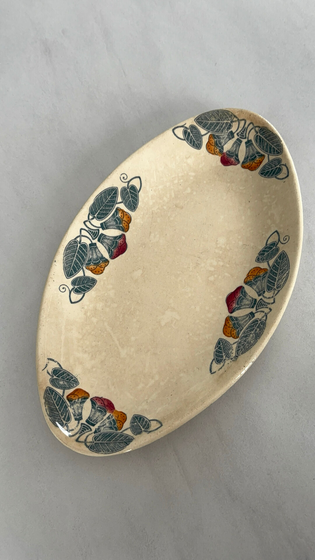 Ravier ironstone Longchamp model Rita - oval dish antique earthenware