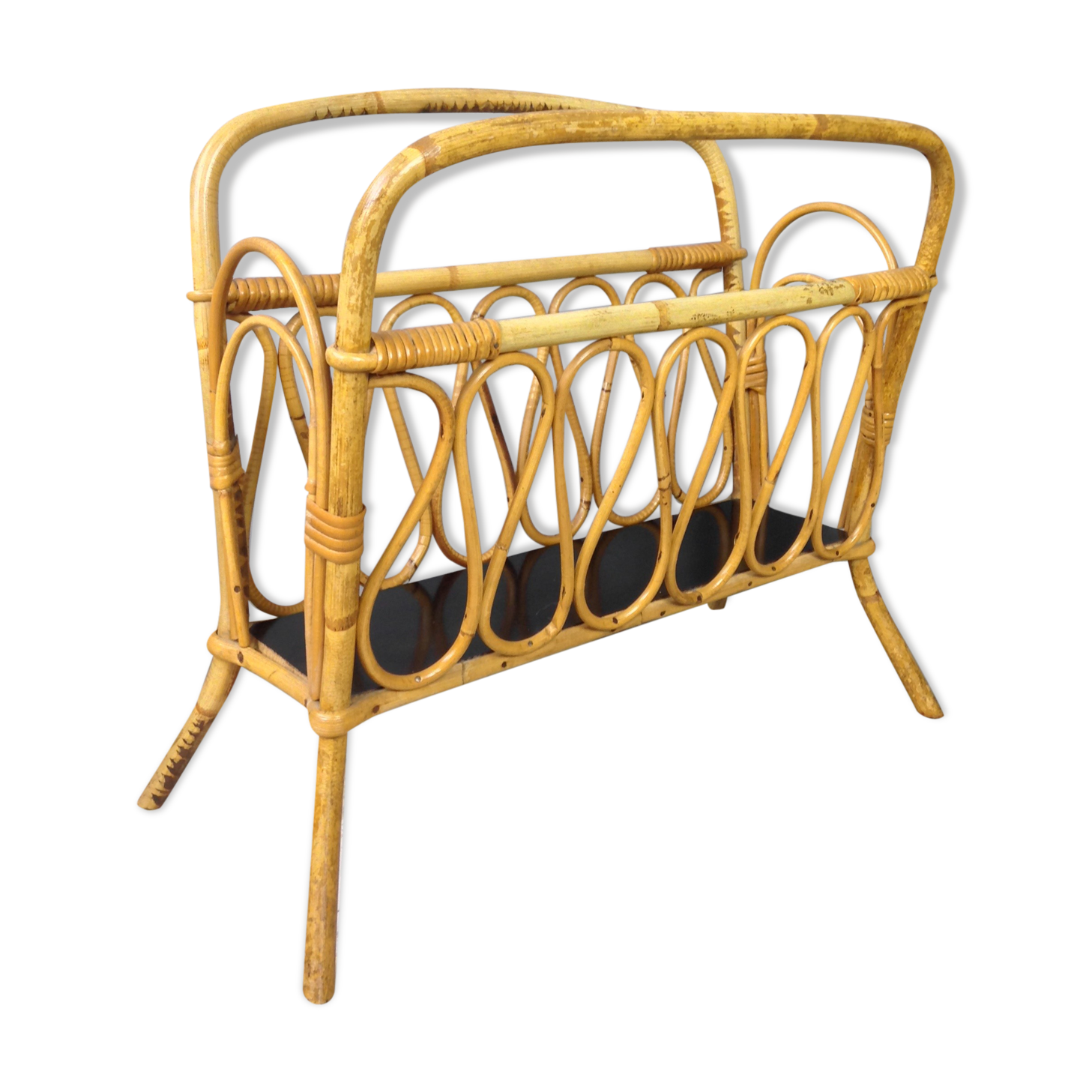 60s magazine holders in rattan and black formica