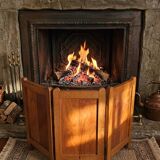 Old oak three-panel fire screen