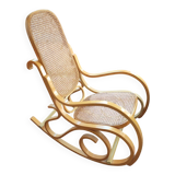 Rocking chair in arched wood and cane