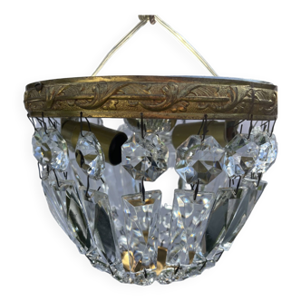Crystal and brass ceiling lamp