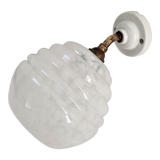 Wall lamp glass Clichy white brass porcelain 30s