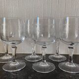 6 crystal wine glasses, engraved decoration