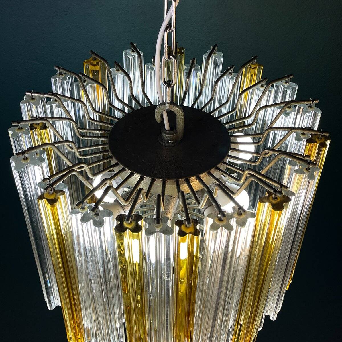 Crystal prism chandelier in Murano glass by Venini, 1970s.
