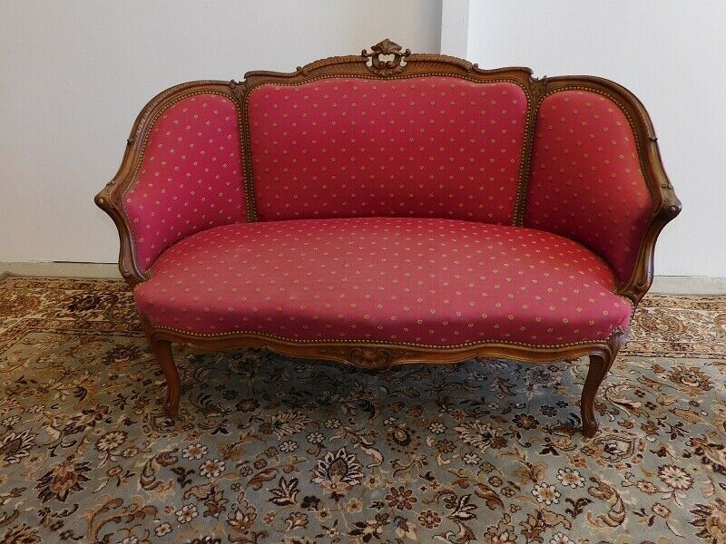 2-seater sofa bench Louis XV walnut from the 19th century