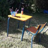 Desk desk desk table child school metal wood and vintage chair