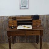 Wooden desk with turned feet