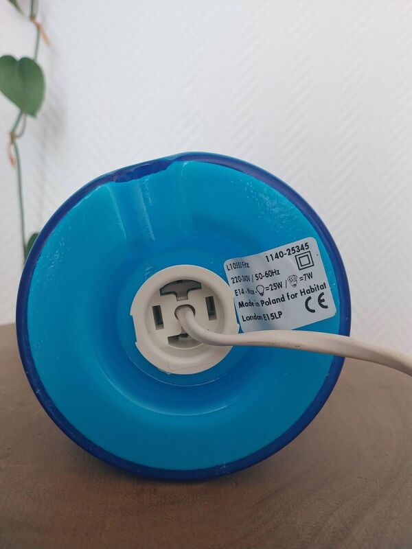 Lampe FITZ bleue - Marque Habitat 1990 - vendue dans l'emballage d'origine