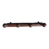 Coat rack wood 4 hooks patinated deco