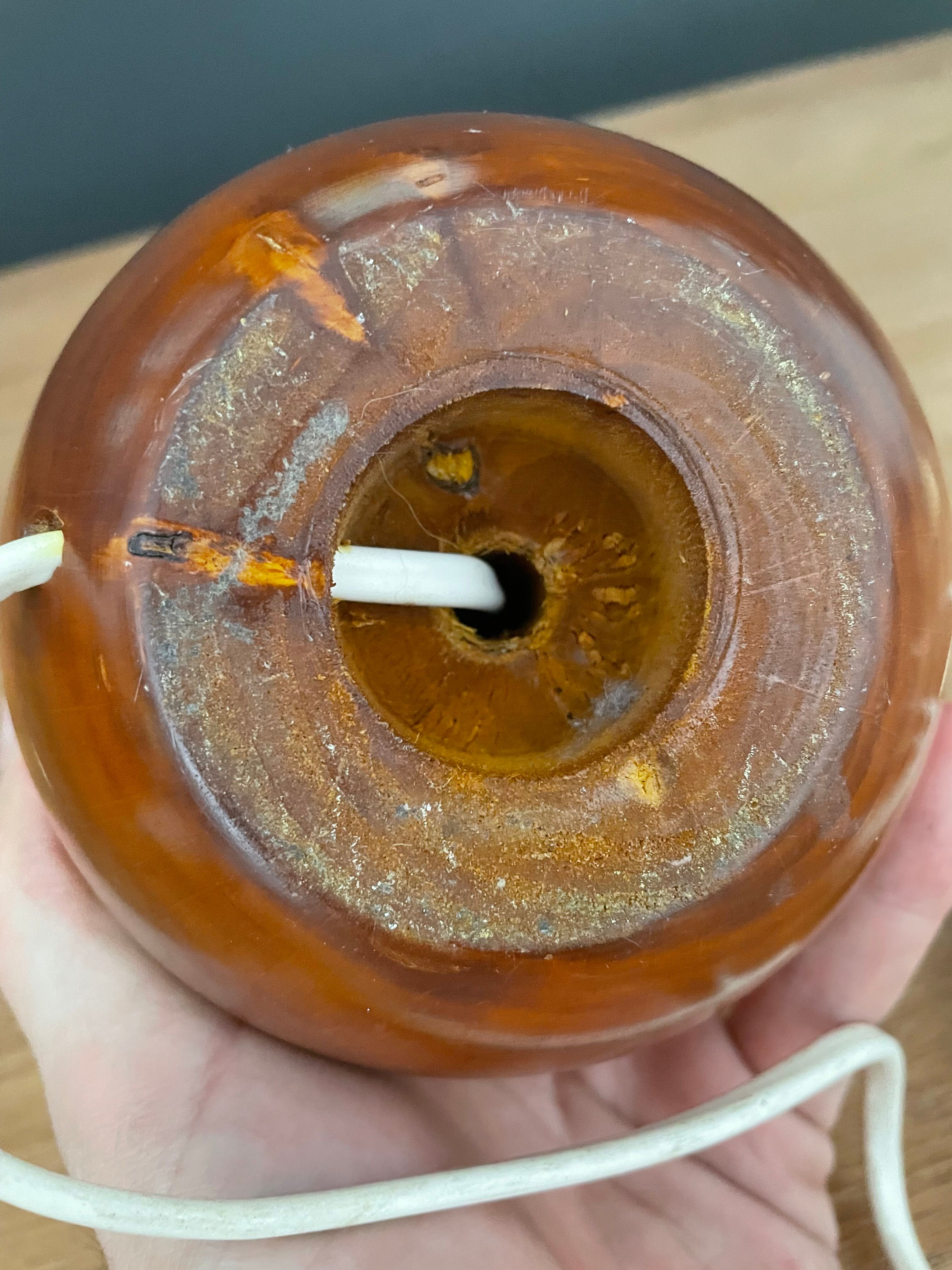 Turned wooden table lamp