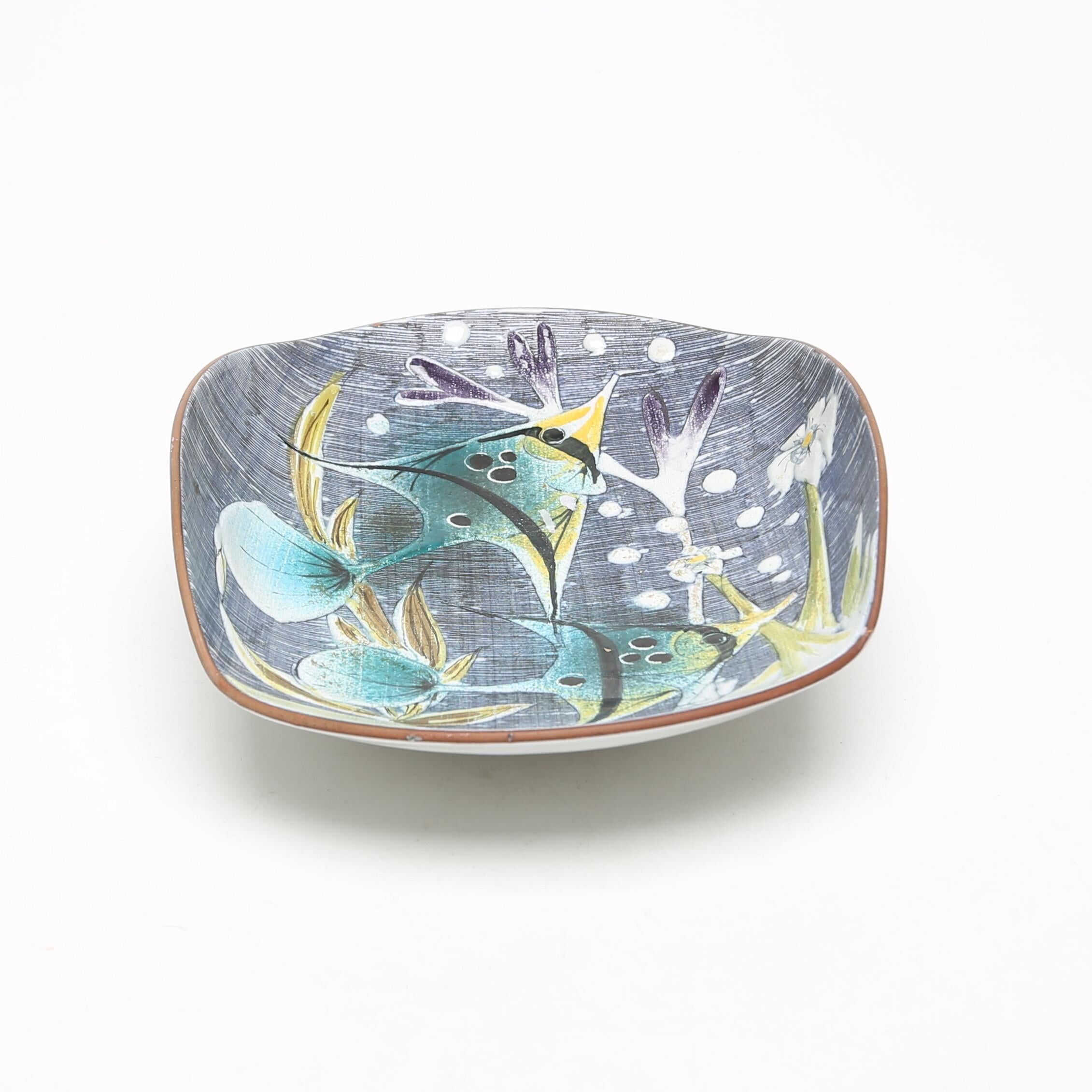 Plat en céramique peint à la main Tilgmans Suède 1960