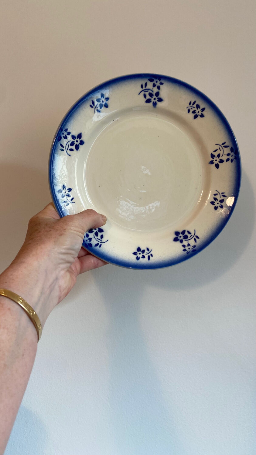 Lot of 9 dessert/starter plates Badonviller model Denise blue 1900-1905