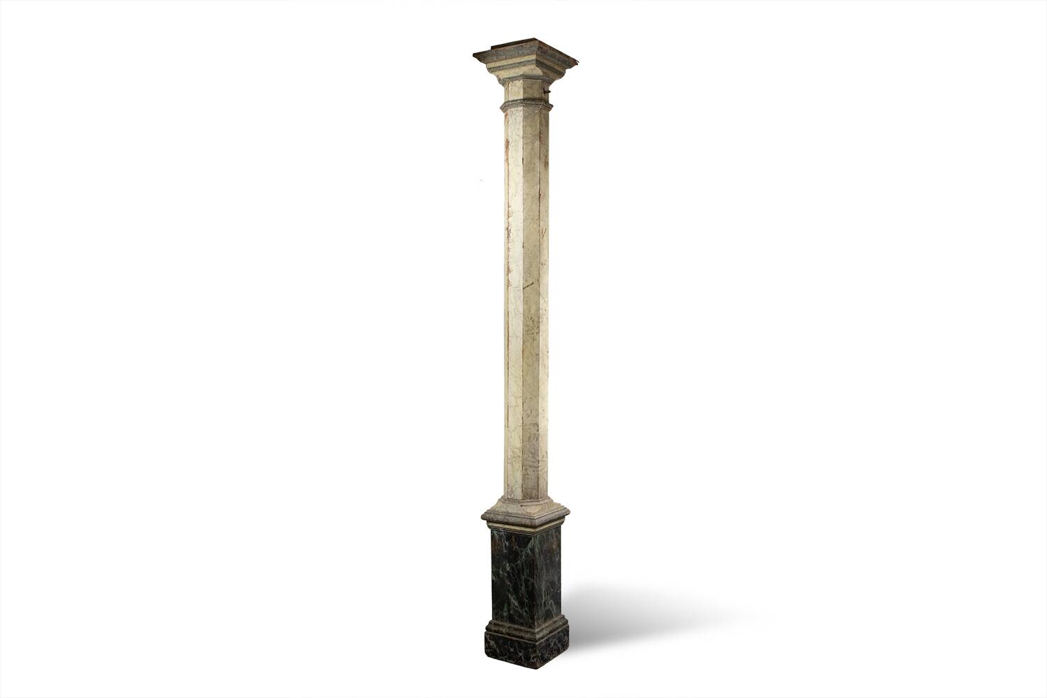 Pair of wooden columns painted to imitate marble. 1880s.