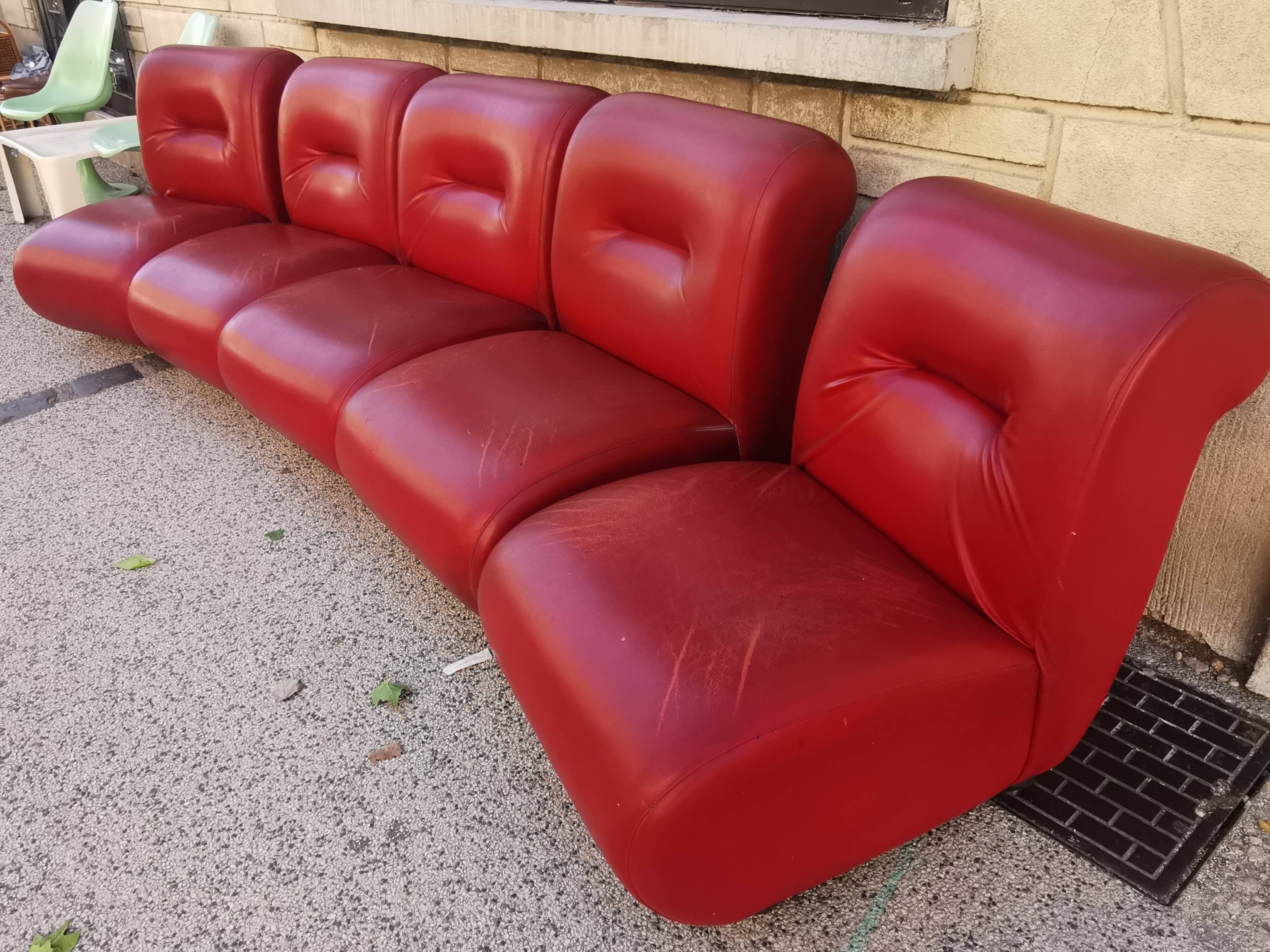 Suite of 5 vintage modular armchairs 60s