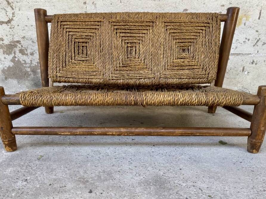 Wooden and rope bench from the 1950s,  Vibo