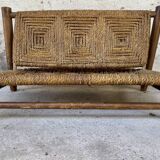 Wooden and rope bench from the 1950s,  Vibo