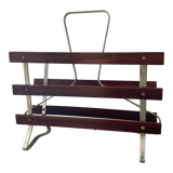 Vintage magazine rack in wood and aluminum
