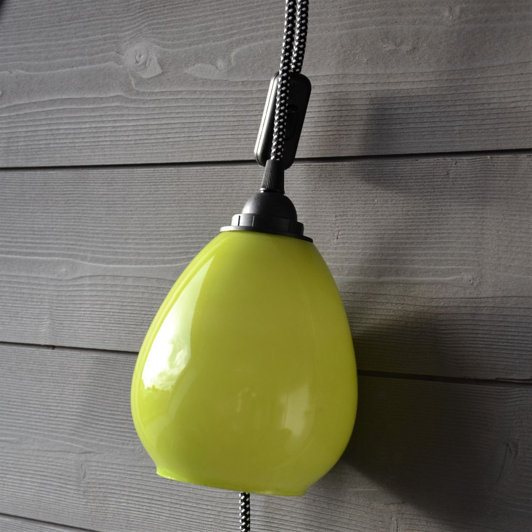 Sixties pop glass walk-in lamp - green colours and black and white cord