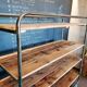 Steel and wooden shelf on wheels