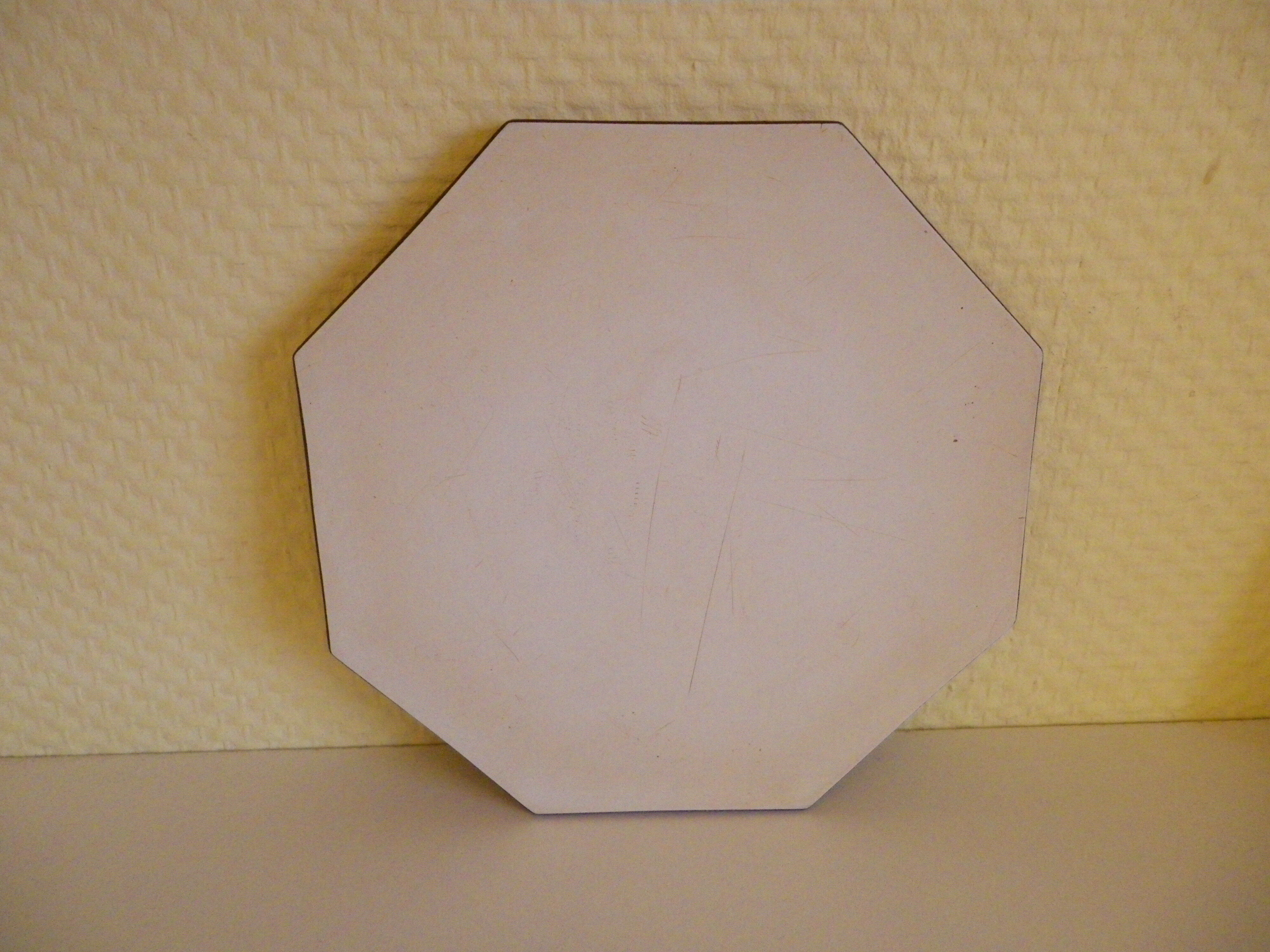 Octagonal plate underside in formica and wood - 1960/70s