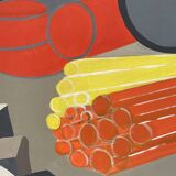Abstract construction site work canvas