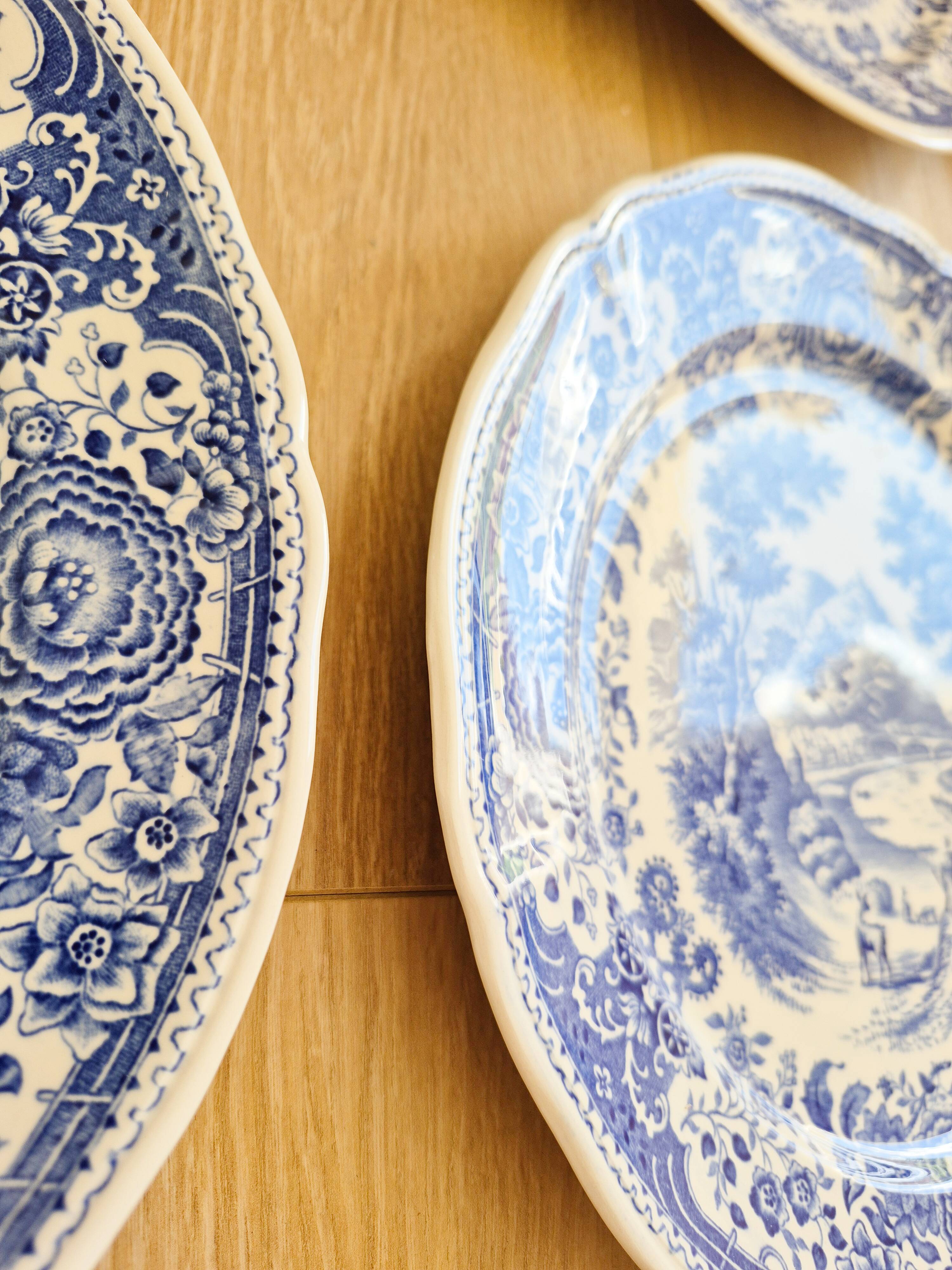 6 flat plates in porcelain by Villeroy and Boch, blue, Burgenland