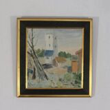 Original Oil on Canvas – “Village” (Attributed to H. Benneth) – Framed