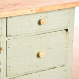 Industrial old desk workbench light green