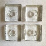 Set of 4 pressed glass ice cube candle holders