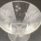Glassware and bottle set in chiseled glass with flower motif