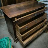 Louis Philippe period chest of drawers in solid walnut