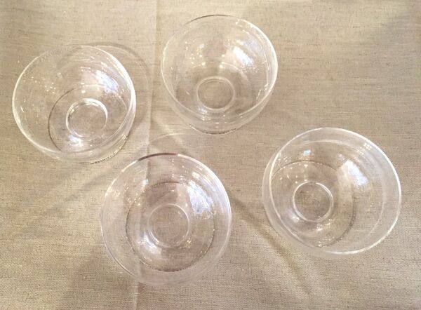 Suite de 4 coupes a champagne ou coupe a glaces daum nancy croix de lorraine france
